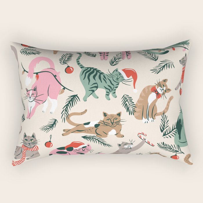 Silly Christmas Cats Rectangular Pillow Gallery Image 1