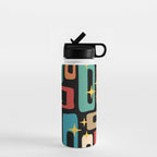 Retro Mid Century Modern Abstract Pattern 223 Water Bottle Gallery Image 1