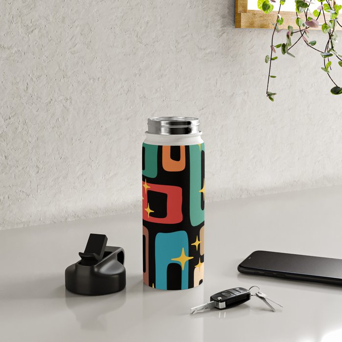 Retro Mid Century Modern Abstract Pattern 223 Water Bottle Gallery Image 4