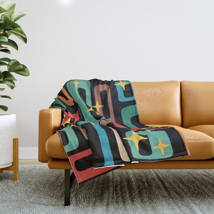 Retro Mid Century Modern Abstract Pattern 223 Throw Blanket Gallery Image 1