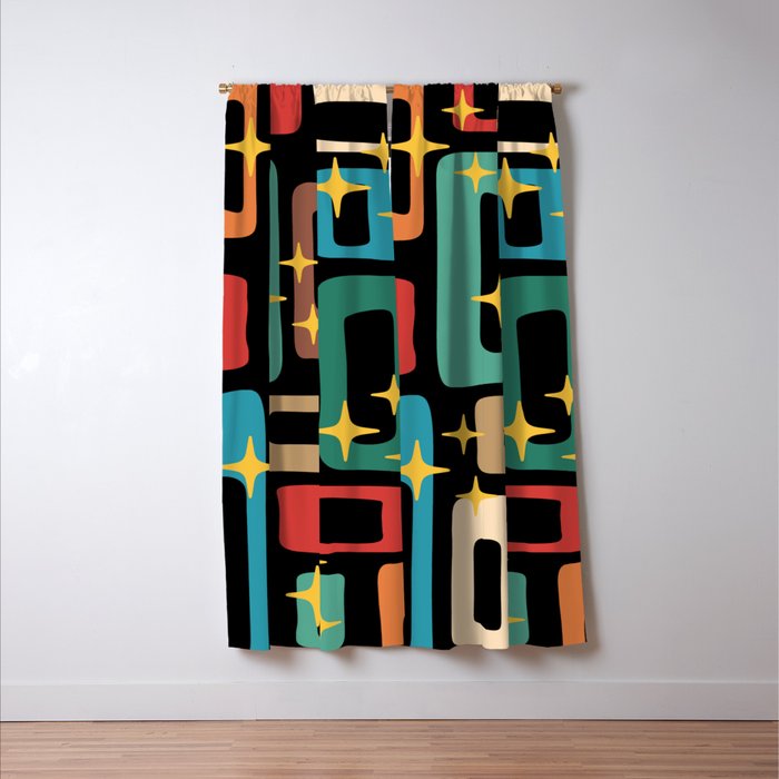 Retro Mid Century Modern Abstract Pattern 223 Window Curtain Gallery Image 3