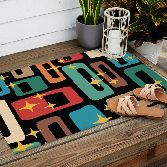 Retro Mid Century Modern Abstract Pattern 223 Outdoor Rug Gallery Image 2