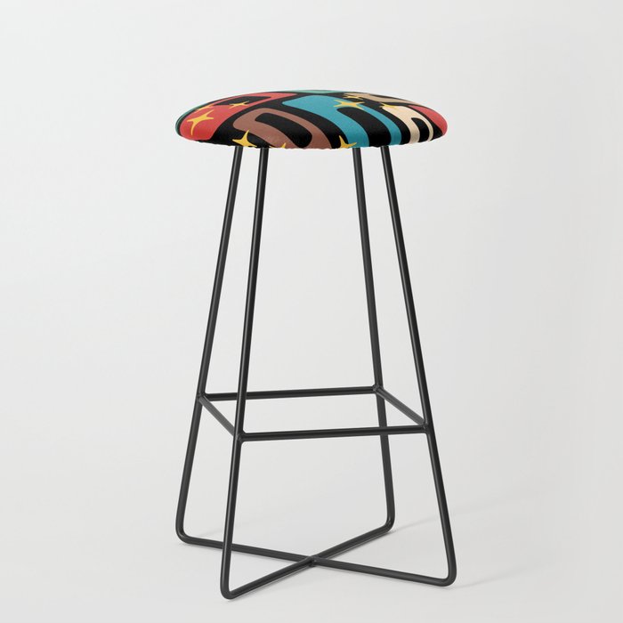 Retro Mid Century Modern Abstract Pattern 223 Stool Gallery Image 1