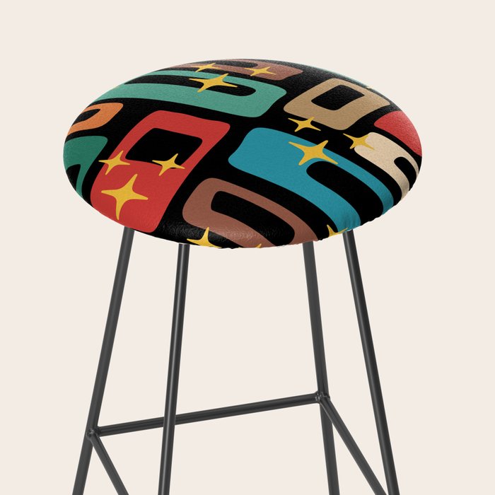 Retro Mid Century Modern Abstract Pattern 223 Stool Gallery Image 2