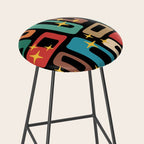 Retro Mid Century Modern Abstract Pattern 223 Stool Gallery Image 2