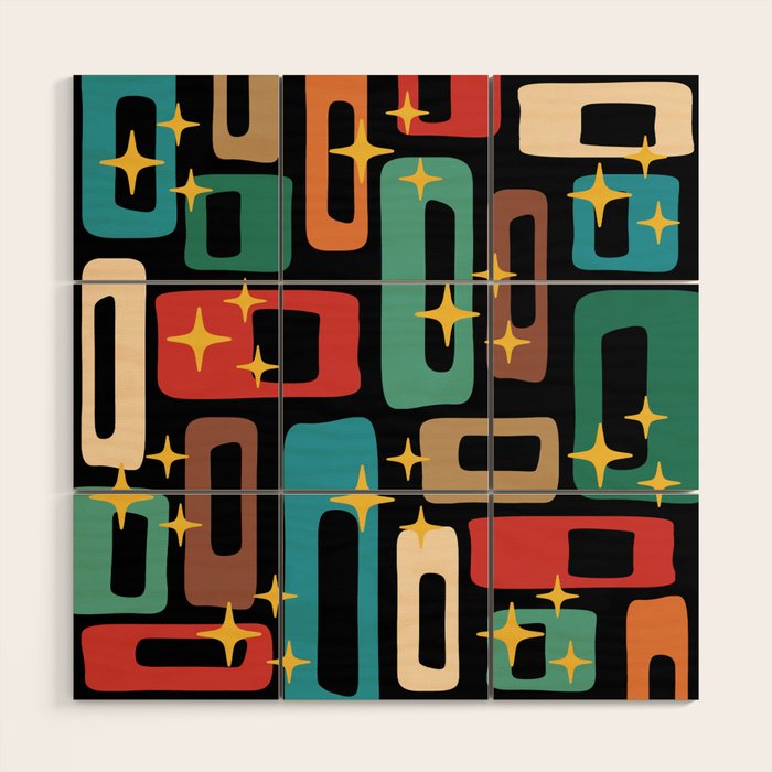 Retro Mid Century Modern Abstract Pattern 223 Wood Wall Art Gallery Image 1