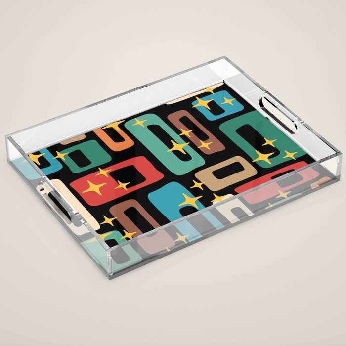 Retro Mid Century Modern Abstract Pattern 223 Acrylic Tray Gallery Image 1