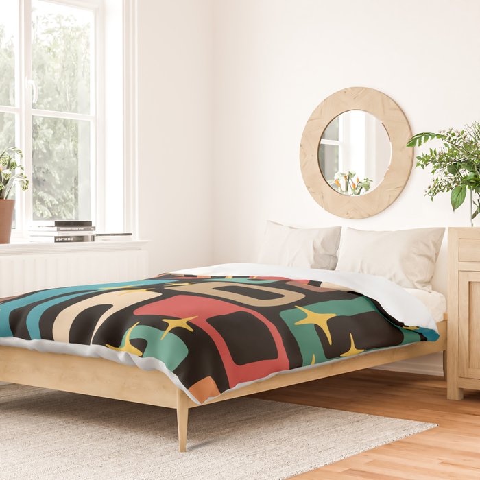 Retro Mid Century Modern Abstract Pattern 223 Duvet Cover Gallery Image 2