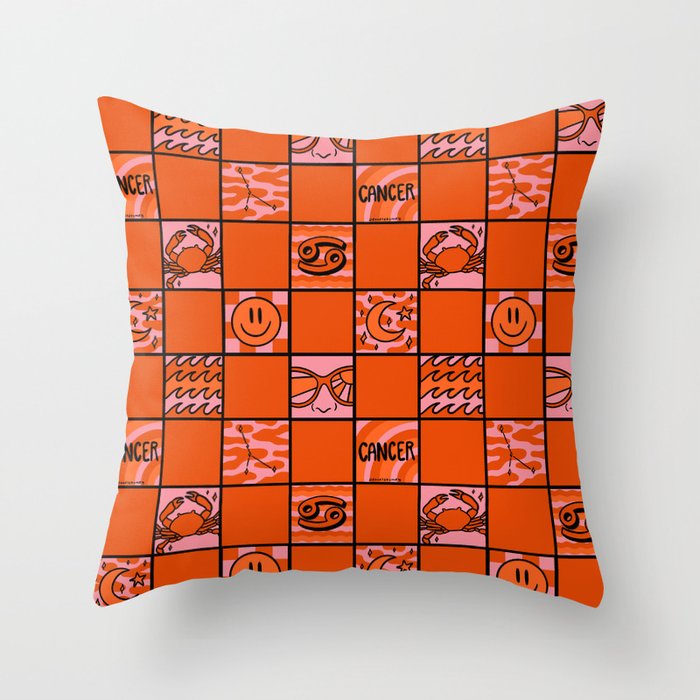 Cancer Checkered Print Throw Pillow Gallery Image 6