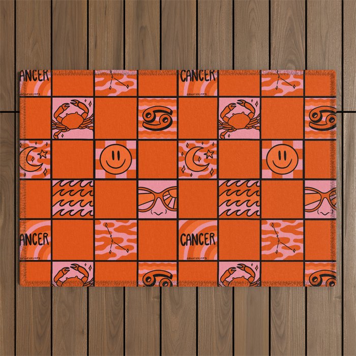 Cancer Checkered Print Outdoor Rug Gallery Image 1
