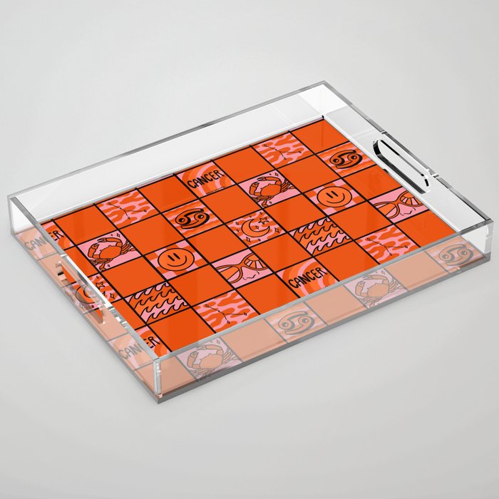 Cancer Checkered Print Acrylic Tray Gallery Image 1