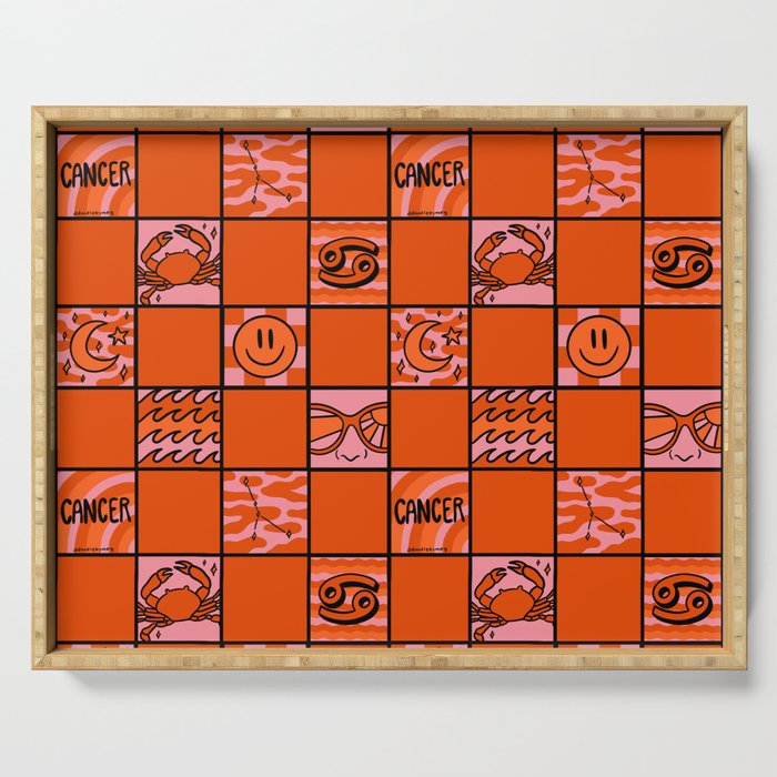 Cancer Checkered Print Serving Tray Gallery Image 1