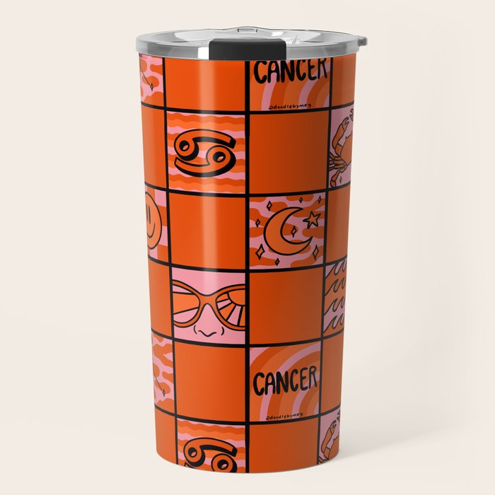 Cancer Checkered Print Travel Mug Gallery Image 1