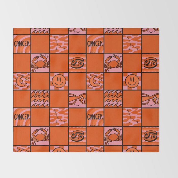 Cancer Checkered Print Throw Blanket Gallery Image 2