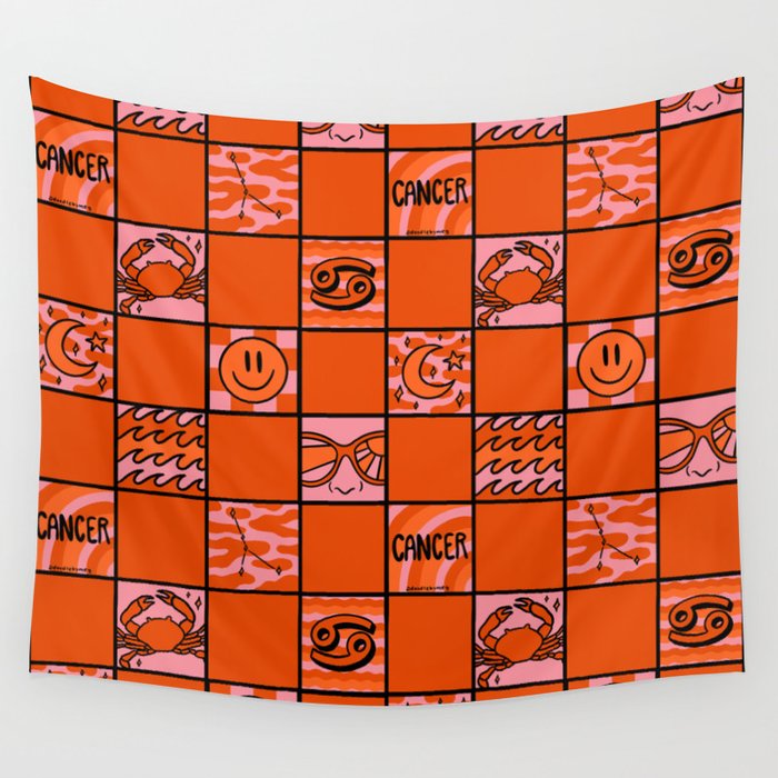 Cancer Checkered Print Wall Tapestry Gallery Image 4