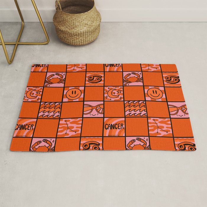 Cancer Checkered Print Rug Gallery Image 1