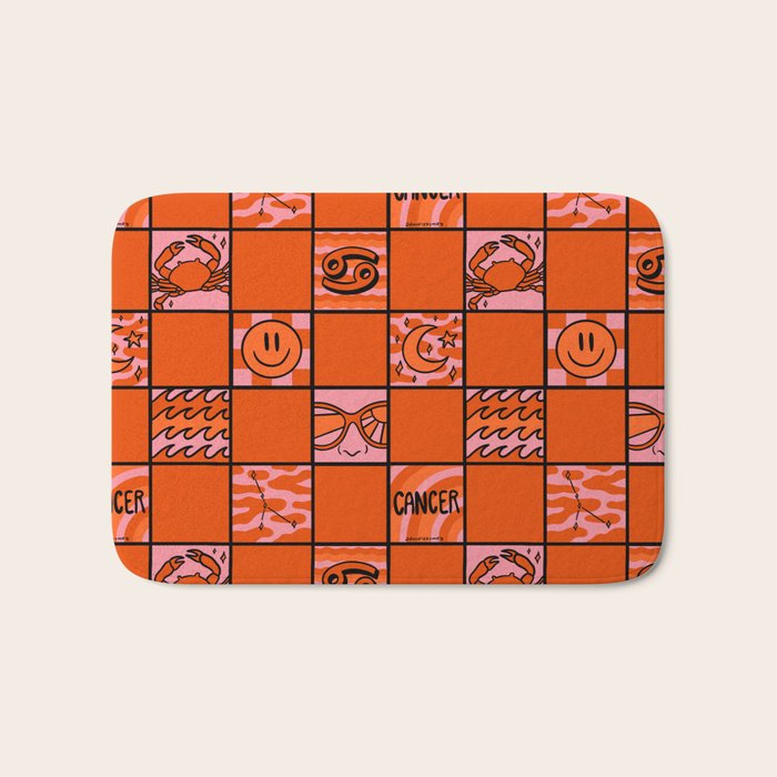 Cancer Checkered Print Bath Mat Gallery Image 1