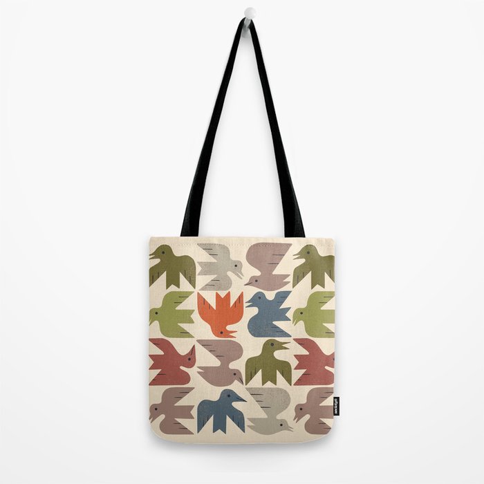 Midcentury Bird Grid Tote Bag Gallery Image 2