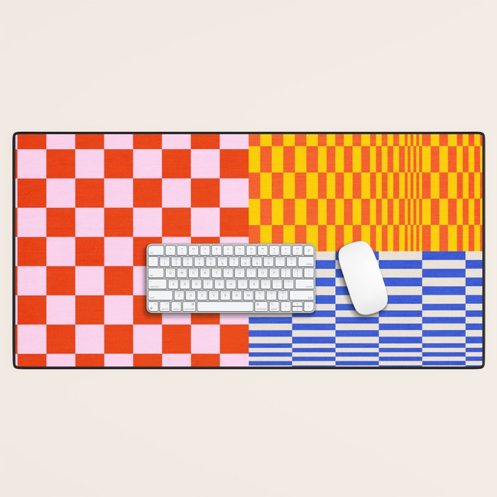 Retro Checkerboard Collage 03 Desk Mat Gallery Image 1