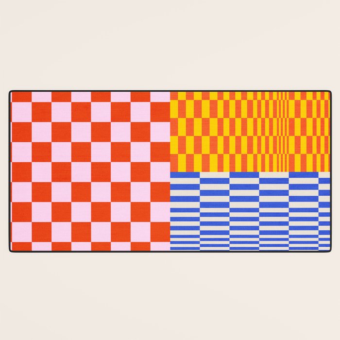 Retro Checkerboard Collage 03 Desk Mat Gallery Image 3
