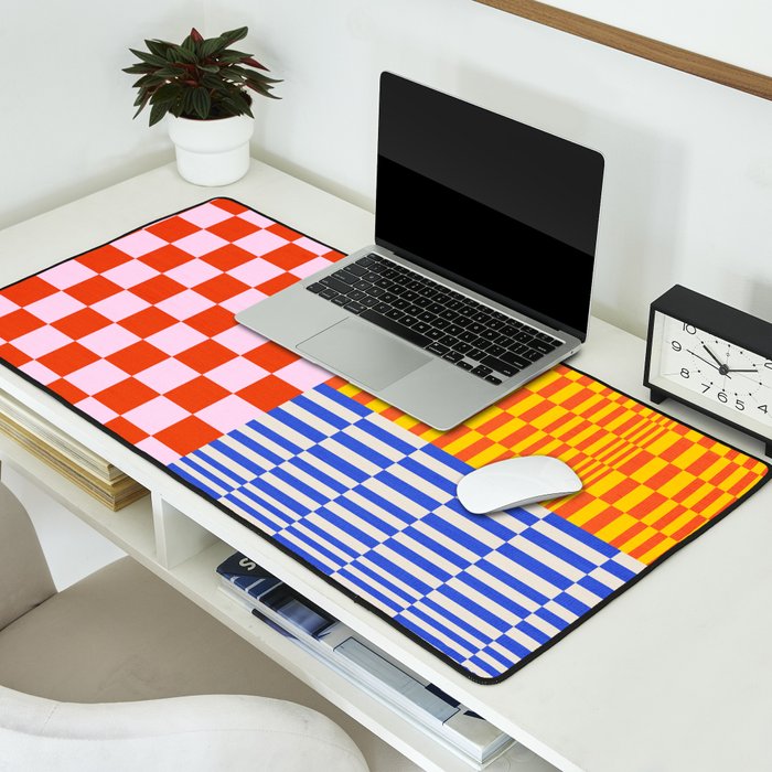 Retro Checkerboard Collage 03 Desk Mat Gallery Image 2