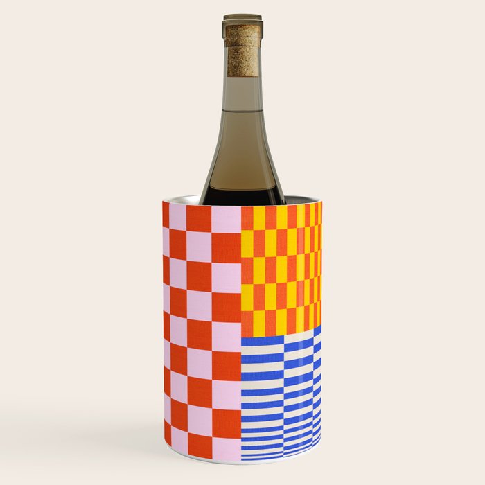Retro Checkerboard Collage 03 Wine Chiller Gallery Image 1