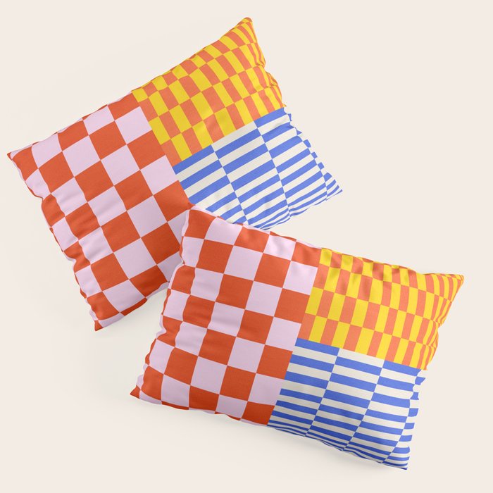 Retro Checkerboard Collage 03 Pillow Sham Gallery Image 1