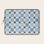 Mosaic plaids geometric pattern watercolor Soft blue Laptop Sleeve Gallery Image 1