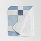 Mosaic plaids geometric pattern watercolor Soft blue Throw Blanket Gallery Image 3