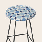 Mosaic plaids geometric pattern watercolor Soft blue Stool Gallery Image 2