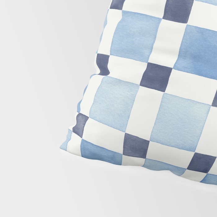 Mosaic plaids geometric pattern watercolor Soft blue Pillow Sham Gallery Image 4