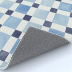 Mosaic plaids geometric pattern watercolor Soft blue Rug Gallery Image 4