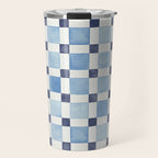 Mosaic plaids geometric pattern watercolor Soft blue Travel Mug Gallery Image 1