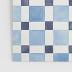 Mosaic plaids geometric pattern watercolor Soft blue Poster Gallery Image 3