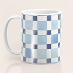 Mosaic plaids geometric pattern watercolor Soft blue Coffee Mug Gallery Image 3