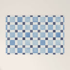 Mosaic plaids geometric pattern watercolor Soft blue Welcome Mat Gallery Image 1