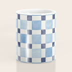 Mosaic plaids geometric pattern watercolor Soft blue Coffee Mug Gallery Image 4