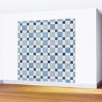 Mosaic plaids geometric pattern watercolor Soft blue Wall Mural Gallery Image 2