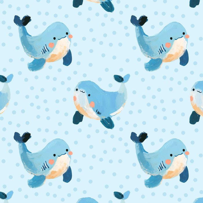 Cute Whale Nursery Pattern in Soft Blue Coffee Mug Gallery Image 2