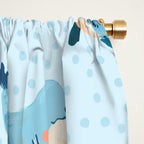 Cute Whale Nursery Pattern in Soft Blue Window Curtain Gallery Image 2