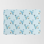 Cute Whale Nursery Pattern in Soft Blue Rug Gallery Image 2