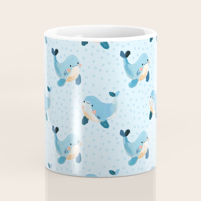 Cute Whale Nursery Pattern in Soft Blue Coffee Mug Gallery Image 4