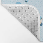 Cute Whale Nursery Pattern in Soft Blue Bath Mat Gallery Image 2