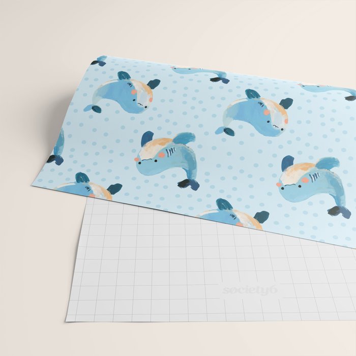 Cute Whale Nursery Pattern in Soft Blue Wrapping Paper Gallery Image 2