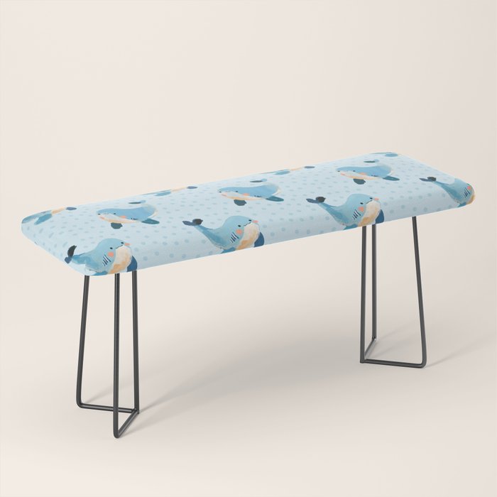 Cute Whale Nursery Pattern in Soft Blue Bench Gallery Image 1