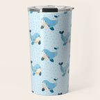 Cute Whale Nursery Pattern in Soft Blue Travel Mug Gallery Image 1