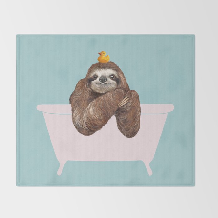 Sloth in Bathtub  Throw Blanket Gallery Image 2