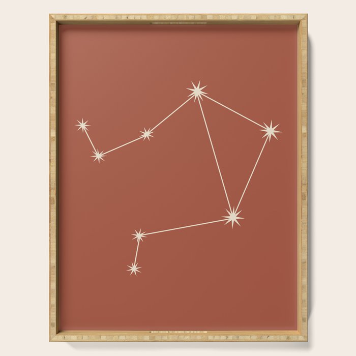 Libra Zodiac Star Constellation Line Art Terracotta Red Serving Tray Gallery Image 1