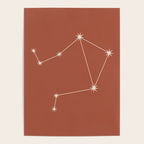 Libra Zodiac Star Constellation Line Art Terracotta Red Poster Gallery Image 4