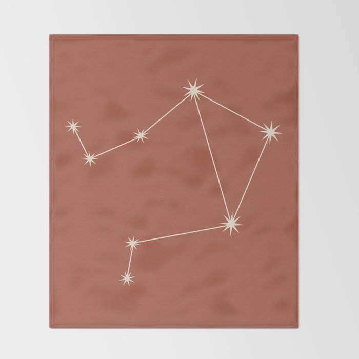 Libra Zodiac Star Constellation Line Art Terracotta Red Throw Blanket Gallery Image 2